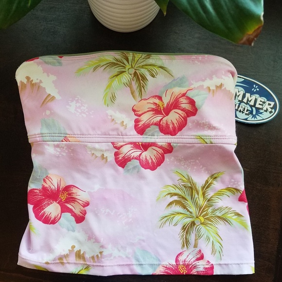 Strapless Padded Floral Swim Top 🌙 - Picture 1 of 7